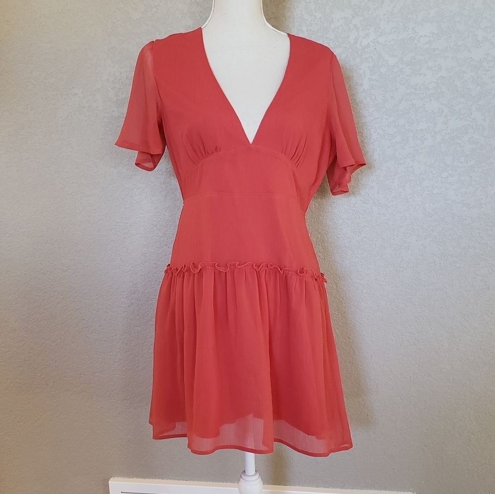 Amuse Society midnight love coral red backless dress size Large